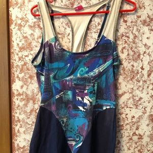 Leotard Workout 🏋️ Body Suit, Medium, Hanes Her Way, Blue & Purple 💙💜